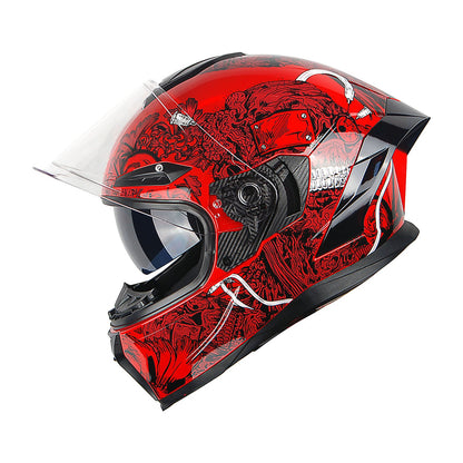 Motorcycle Helmet Full-Face Dual-Visor Shell with Clear Outer Shield, Smoked Inner Visor, Nine Colors and S-XL Sizes