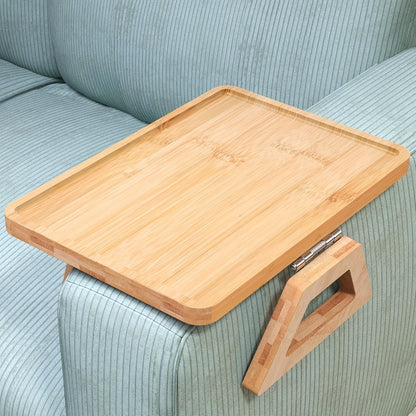 Bamboo Sofa Arm Tray with Folding Legs for Entryways, Bedrooms and Living Spaces, with the Listed Configuration