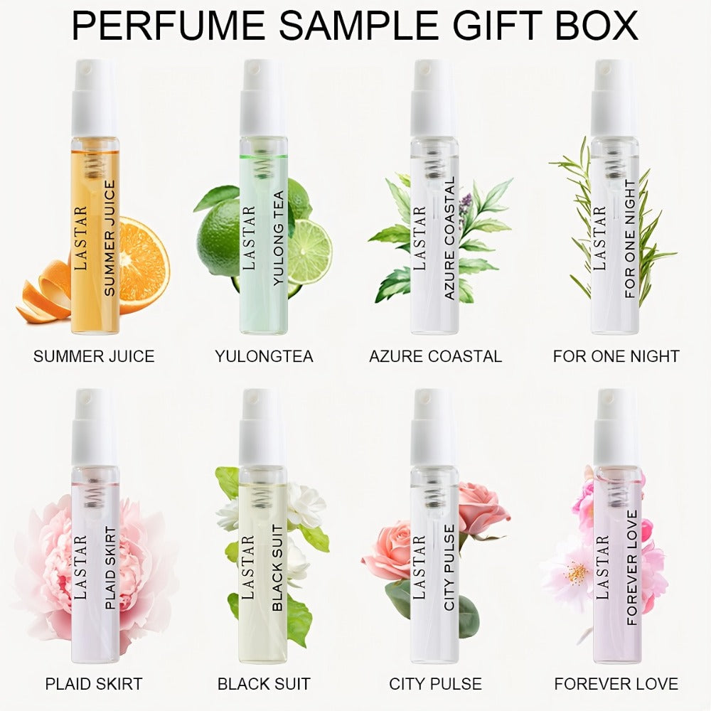 Mini Perfume Set for Women 8 Piece Gift Box Woody Floral Fruity Fragrance Sampler Kit Long Lasting TSA Compliant Travel Friendly 0.81oz Each
