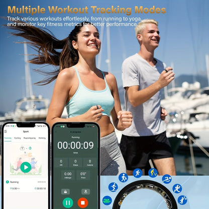 Smart Ring Health & Fitness Tracker Titanium – IP68 Waterproof, Sleep Heart Rate Step Calorie Stress Monitor, BLE 5.3 Magnetic Charging