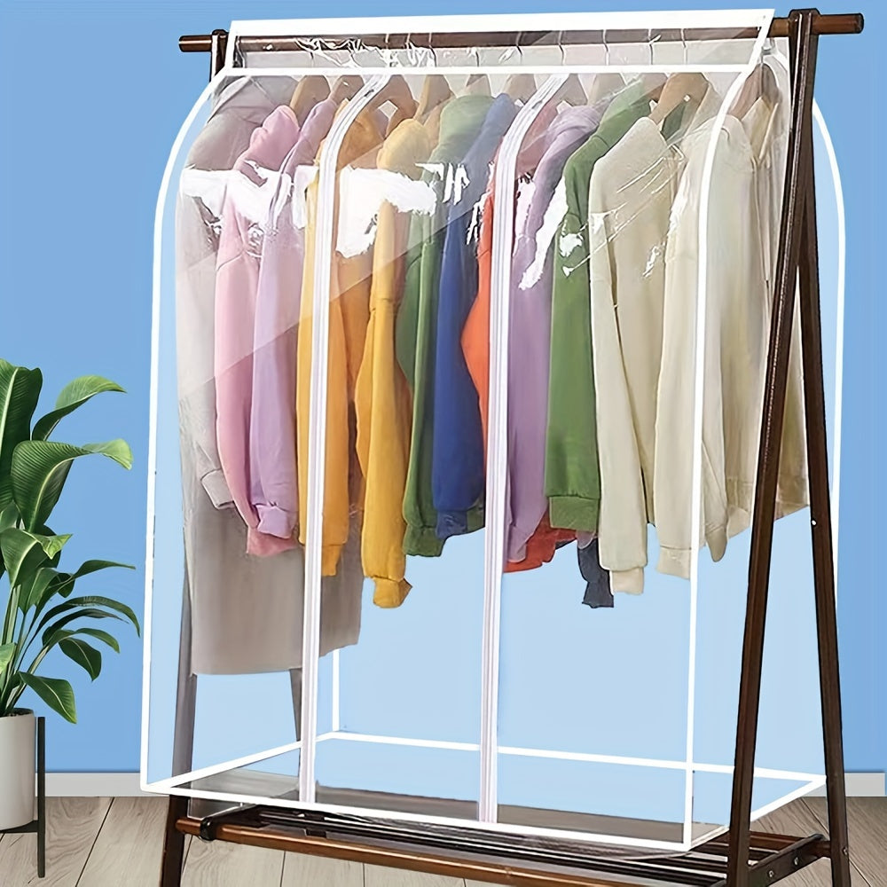 Clear Hanging Garment Bag PVC Zipper Dustproof Closet Organizer for Coats Suits Dresses for Entryways, Bedrooms and Living Spaces
