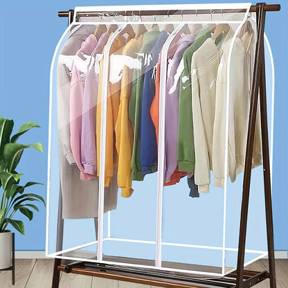 Clear Hanging Garment Bag PVC Zipper Dustproof Closet Organizer for Coats Suits Dresses for Entryways, Bedrooms and Living Spaces