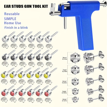Ear Piercing Kit with 34 Stainless Steel Ear Studs Professional Piercing Gun Safe One-Click for Bath Time, Home Spa and Personal Care