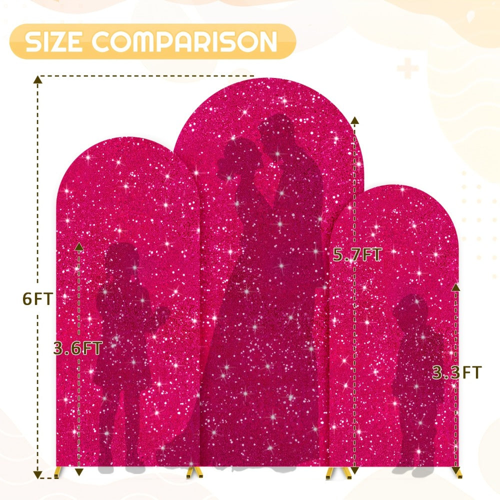 Sequins Wedding Arch Cover Set of 3 Sizes 4ft 5ft 6ft Metallic Spandex Arch Backdrop Cover Payette Glitter Arch Stand Cover for Wedding