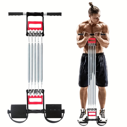 Resistance Band Foot Pedal Puller Multifunctional Stainless Steel Chest Expander Adjustable Tension Arm Shoulder Muscle Trainer for Home Gym