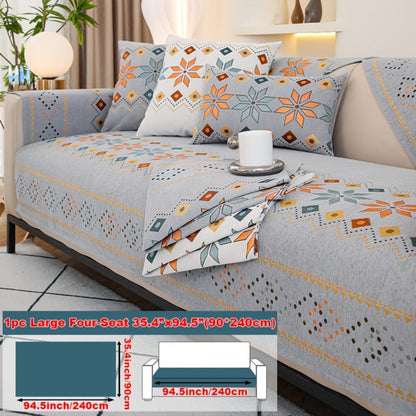 Sofa Cover Bohemian Chenille Jacquard Knit Sections for Seat, Armrest or Backrest with Model-Specific Size and Color Options