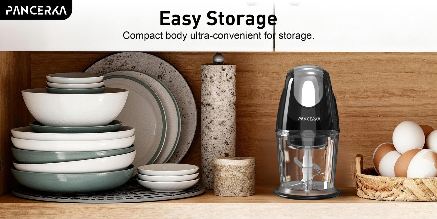 Electric Food Chopper Mini Food Processor, One-Touch 600ml Vegetable Chopper with 4 Stainless Steel Blades