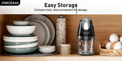 Electric Food Chopper Mini Food Processor, One-Touch 600ml Vegetable Chopper with 4 Stainless Steel Blades