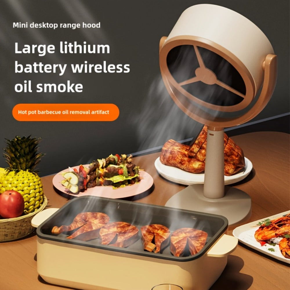 Portable USB Range Hood Handheld Exhaust Fan, Compact Smoke Absorber with 2 Filter Screens for BBQ