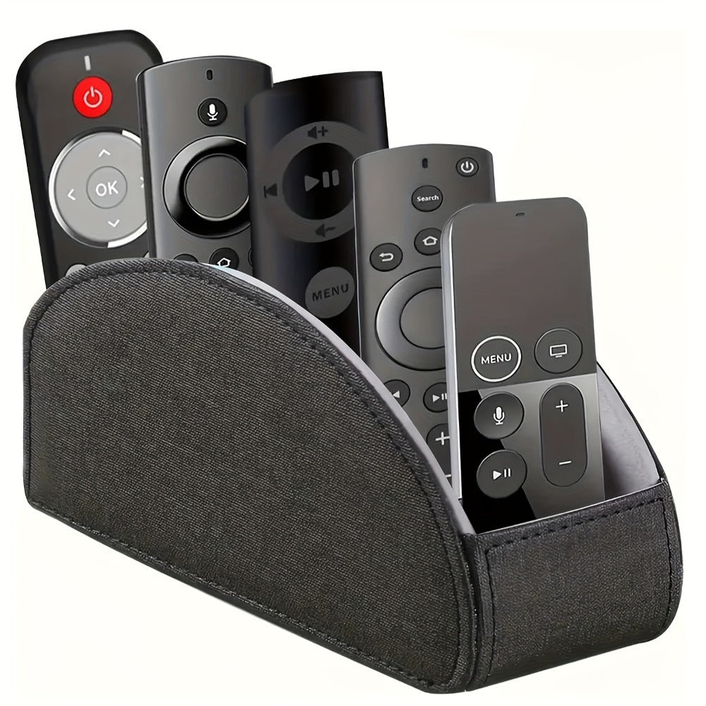 Faux Leather Desktop Organizer 5 Compartments – Multifunctional Remote Control Holder Caddy, Pen Holder Storage Box for Remote Controls