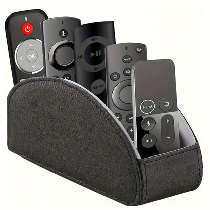 Faux Leather Desktop Organizer 5 Compartments – Multifunctional Remote Control Holder Caddy, Pen Holder Storage Box for Remote Controls