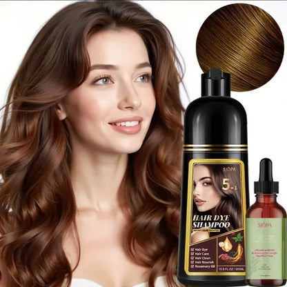 Glycerin Hair Color Shampoo Gift Set with Rosemary Oil, 5-in-1 Color & Care Formula 16.91oz, Gentle Non-Irritating Gray Coverage