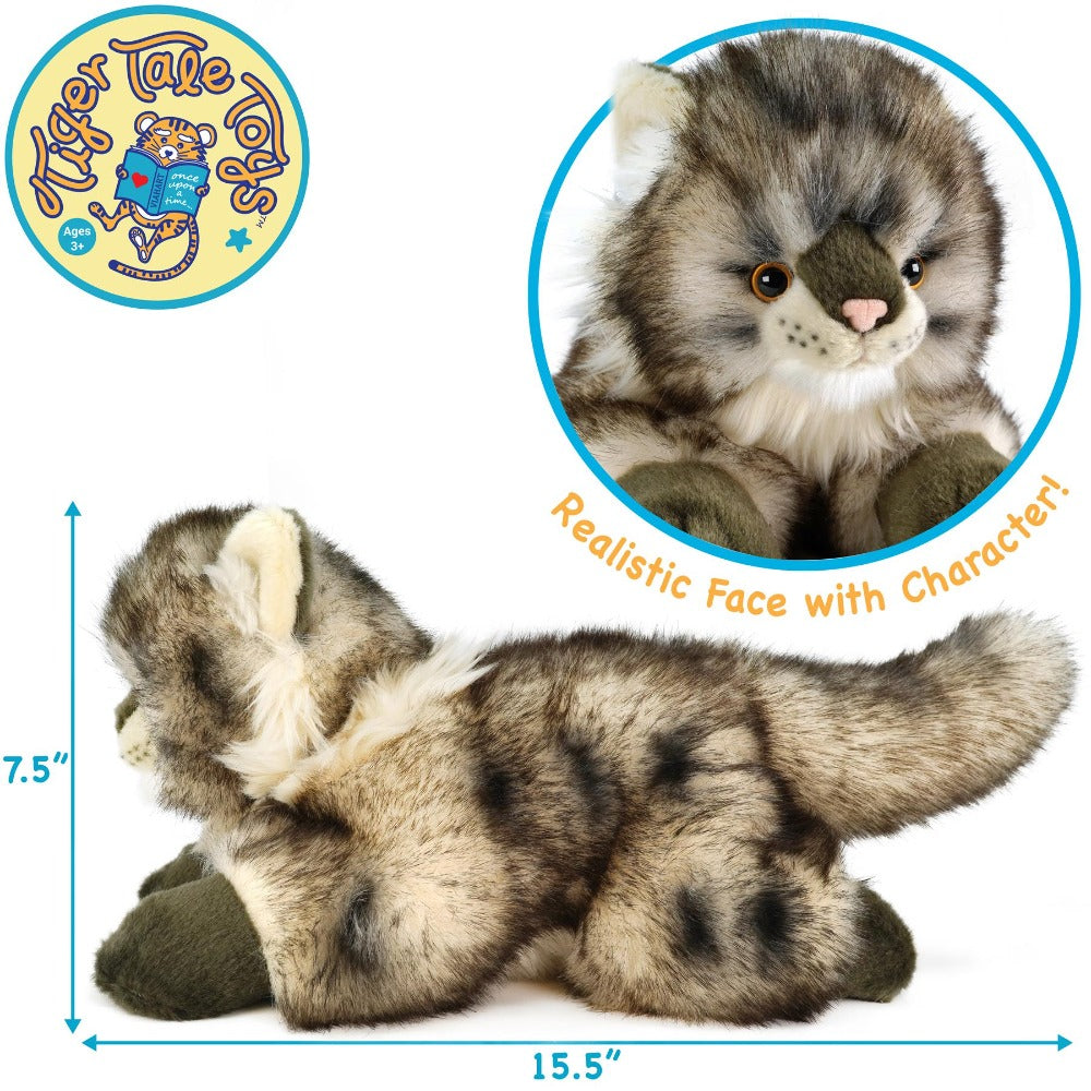 Maine Coon Cat Stuffed Animal Plush 16 Inch Super Realistic Cat Plush Toy High Quality for Entryways, Bedrooms and Living Spaces