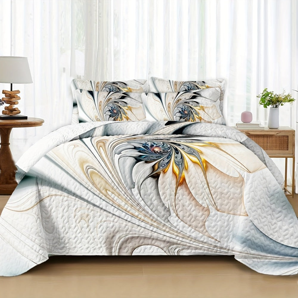Boho Quilt Comforter Set Twin Full Queen King – Floral Bedding Lightweight Soft Microfiber Reversible Bedspread for Women Girls 2/3 Pcs