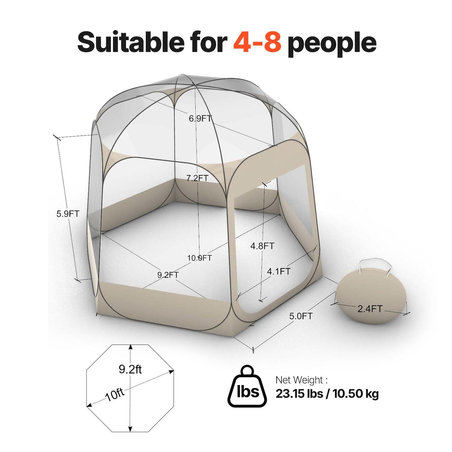 Pop Up Bubble Tent Clear Dome Tent 540° Panoramic Outdoor Shelter for Garden, Patio and Yard Use