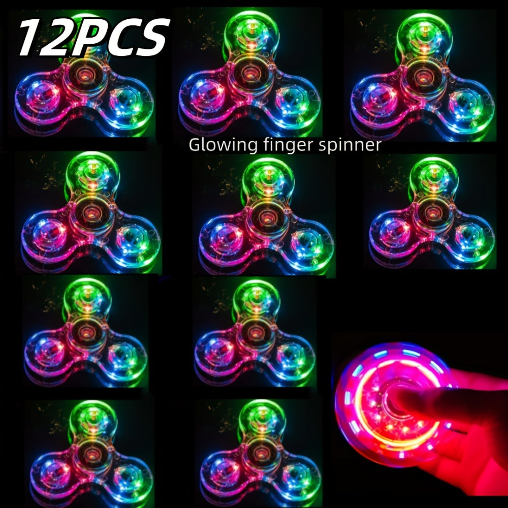 LED Spinning Top Fidget Toy 12 Pack Glow in the Dark Crystal Gyroscope with Vibrant Lights for Parties, Celebrations and Guest Favors