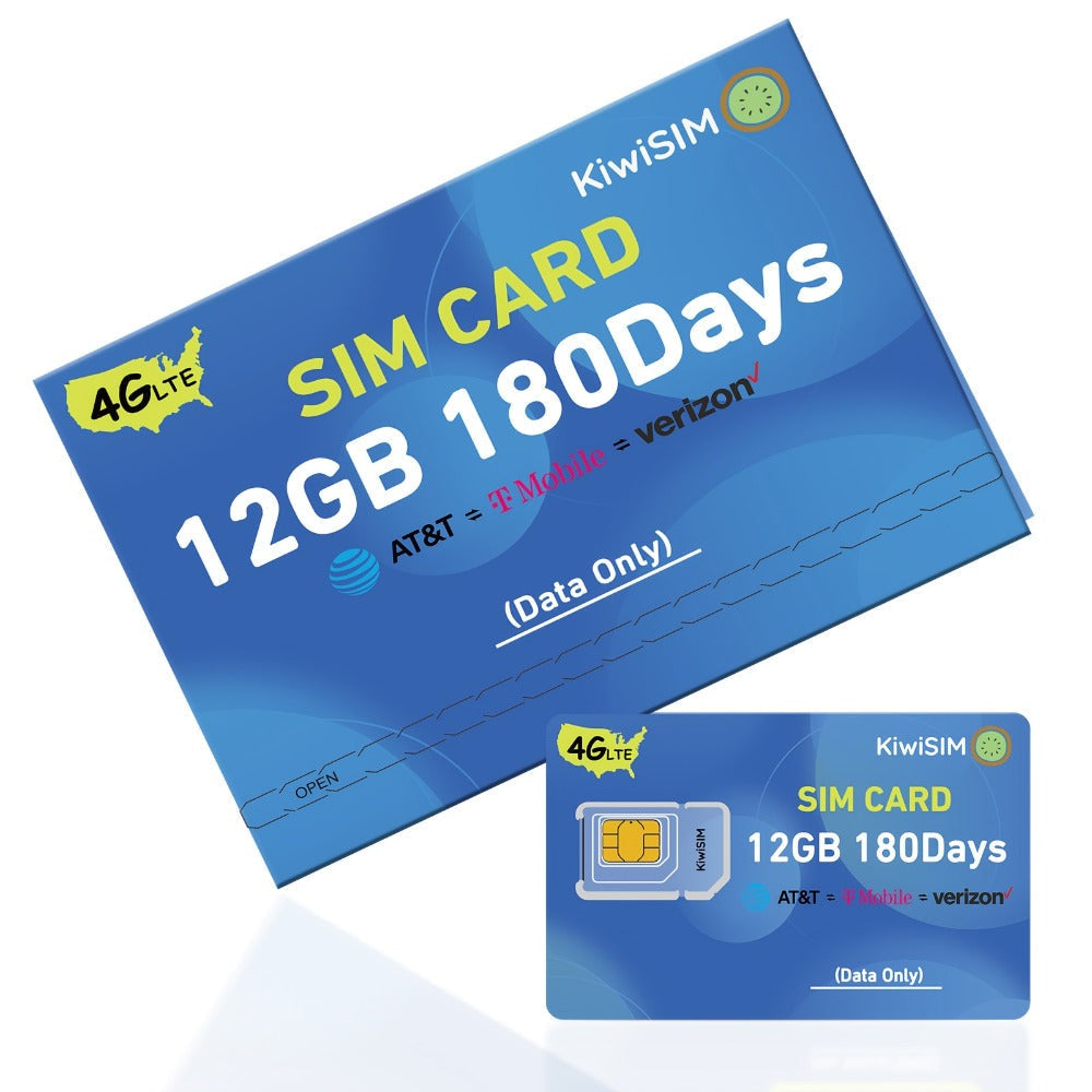 Prepaid Data SIM Card USA 4G LTE KIWISIM Auto-Switch AT&T & T-Mobile, No Contract No Monthly Fee