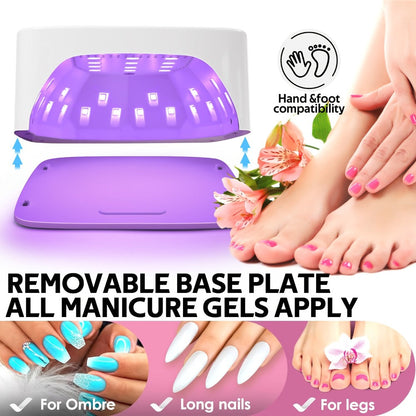 LED Nail Lamp Rechargeable HD Display Smart Nail Dryer Fast Cure All Gel Polish UV Light Cordless Portable Low Heat Mode Home Salon
