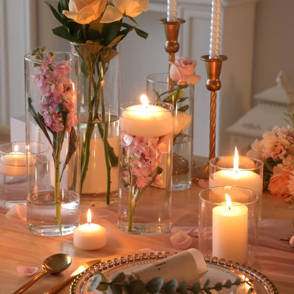 Clear Cylinder Glass Vases Set Wedding Centerpieces Home Decor for Entryways, Bedrooms and Living Spaces