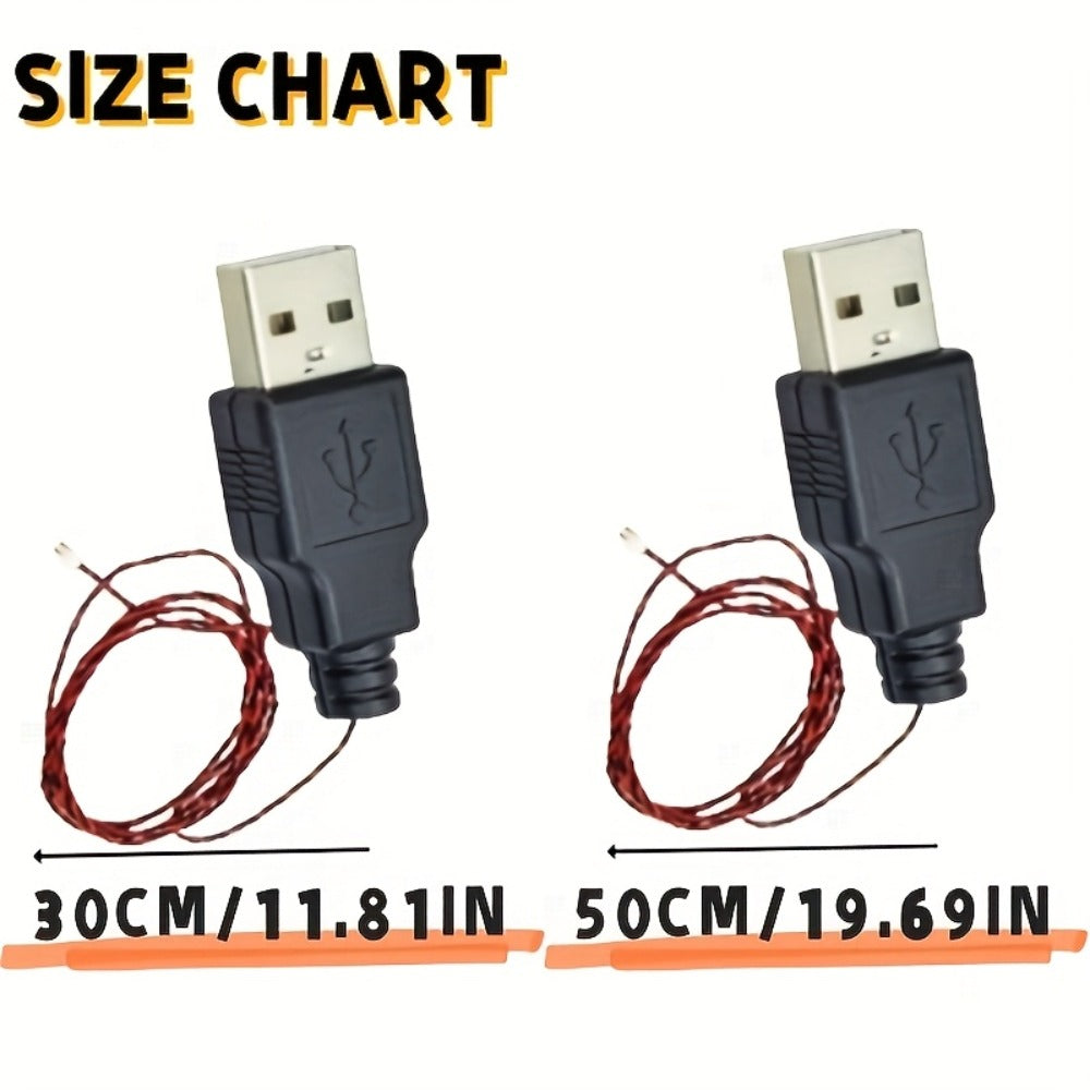 USB Cable for Building Block LED Lighting Kit 30cm & 50cm, DIY Brick Light Power Cable Compatible with LEGO & Standard Building Sets