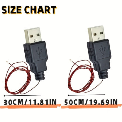 USB Cable for Building Block LED Lighting Kit 30cm & 50cm, DIY Brick Light Power Cable Compatible with LEGO & Standard Building Sets