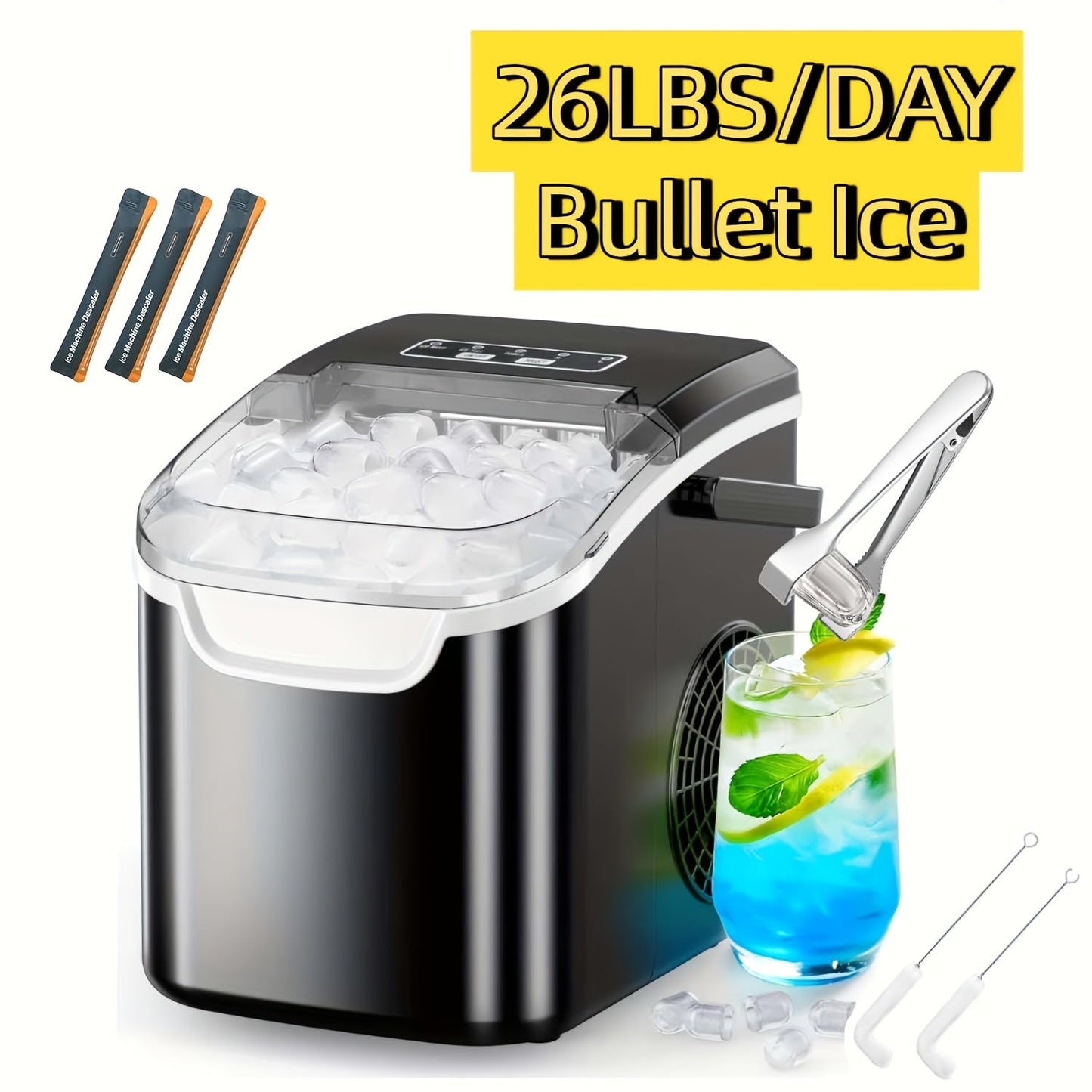 Nugget Ice Maker Countertop Pebble Ice Machine Per Day, Sonic Ice Bullet Ice Cube Options for Home Cooking, Dining and Outdoor Meals