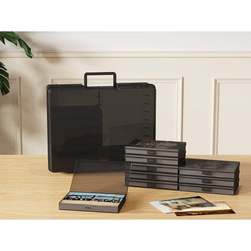 4x6 Photo Storage Box with 14 Inner Photo Keeper Cases Holds 1400 Photos Clear Plastic Photo Organizer with Lids Label Stickers BPA-Free