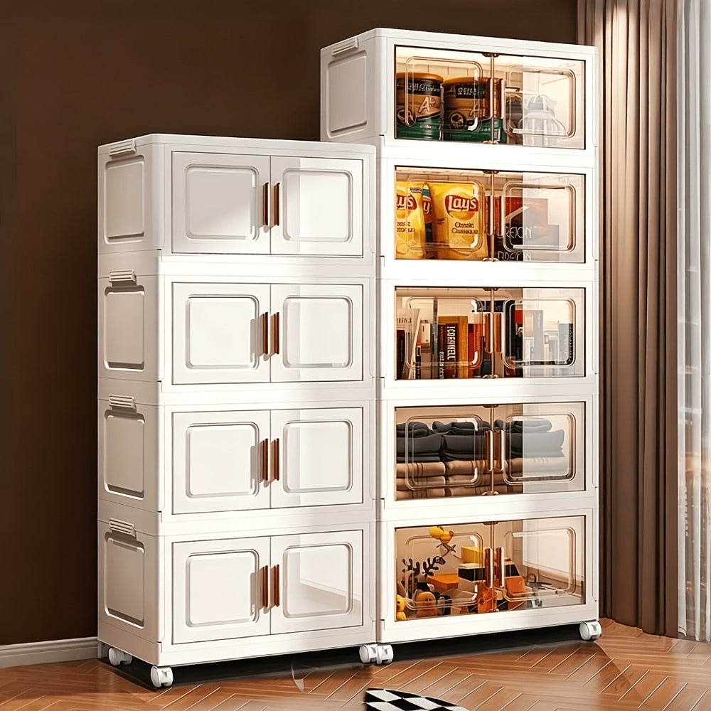 Stackable Plastic Storage Box with Flip Lid, Large Multifunctional Rectangular Organizer for Home & Office