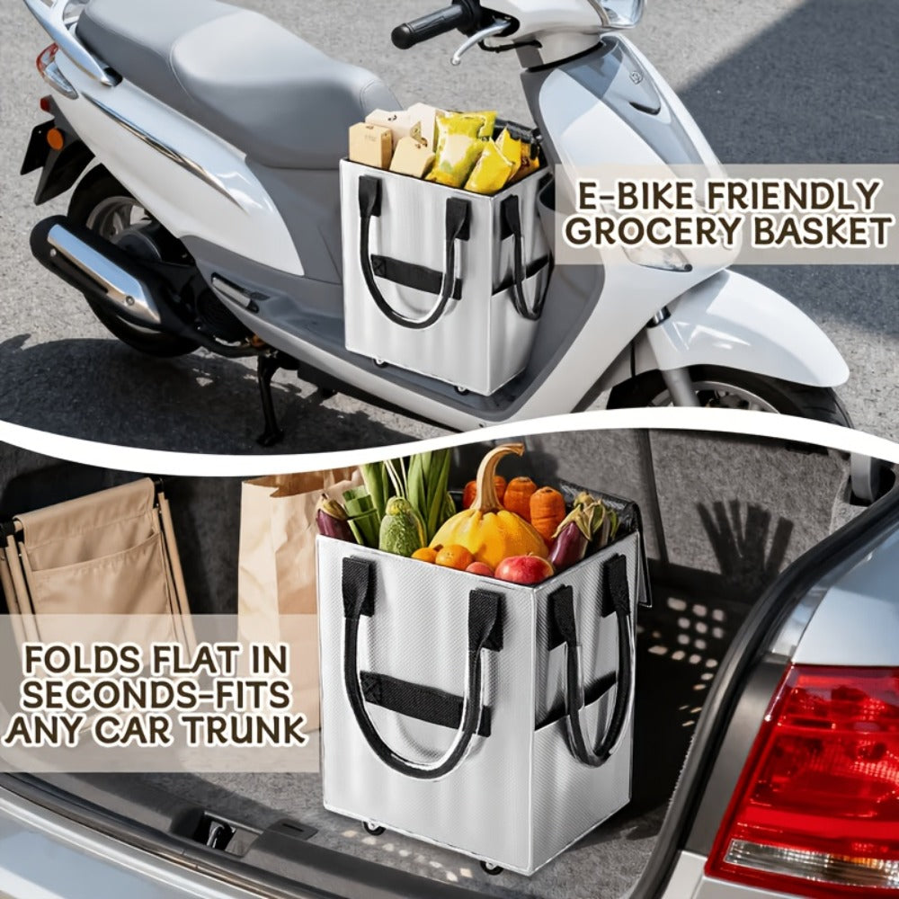 Rolling Grocery Bag with Wheels 60L Extra Large | 16 Gallon Heavy Duty Foldable Shopping Cart Waterproof | Multi-Function Travel Tote