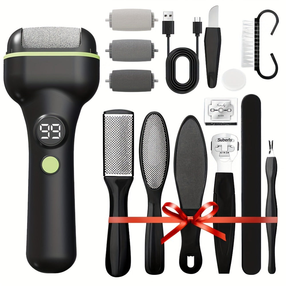 Hard Skin Remover for Feet Electric 14-in-1 Professional Pedicure Kit Rechargeable Foot Grinder 3 Rollers 2