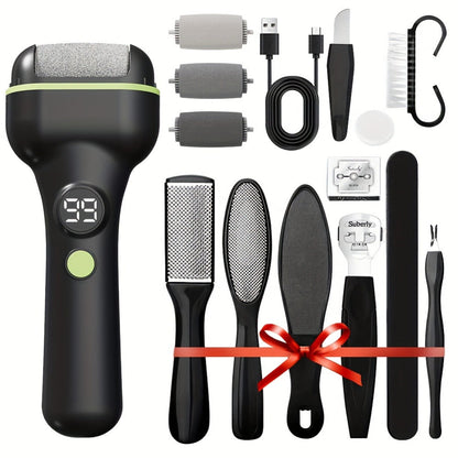 Hard Skin Remover for Feet Electric 14-in-1 Professional Pedicure Kit Rechargeable Foot Grinder 3 Rollers 2