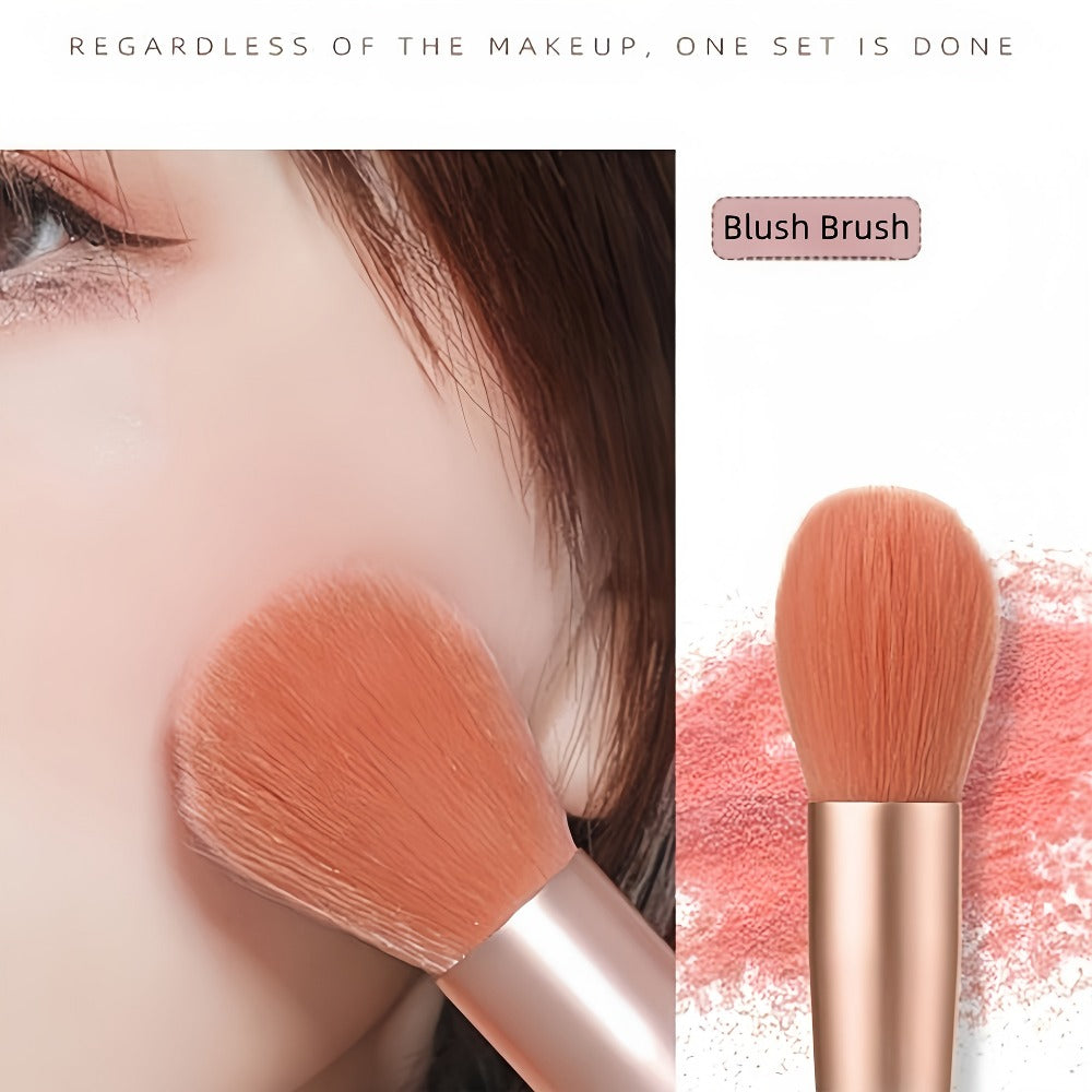 Makeup Brush Set 16pcs Complete Face Brush Kit – Blush Powder Eyeshadow Contour Brow & Lip Brushes, Soft Blendable Fragrance-Free Portable