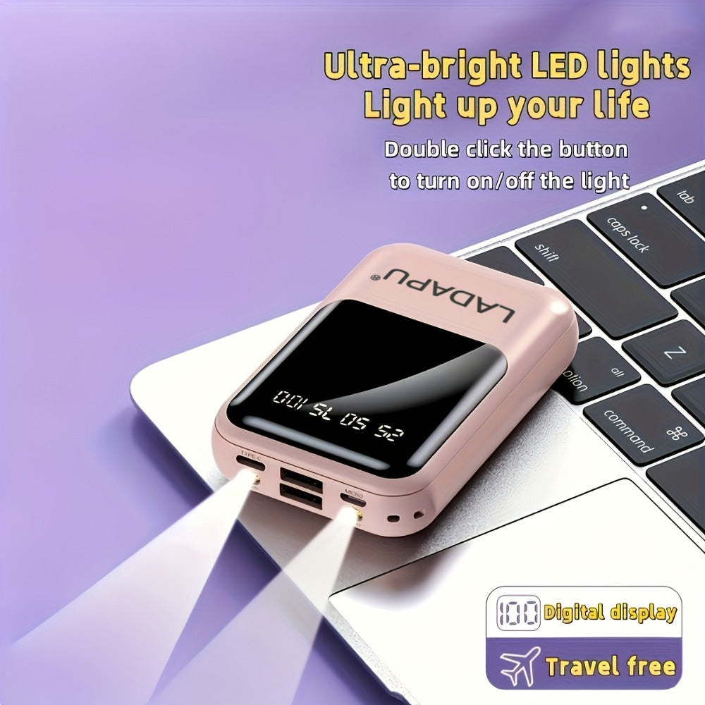 Power Bank 10000mAh Mini with Built-In Cable Set, 5W/15W/22.5W Variants, LED Light and Digital Display