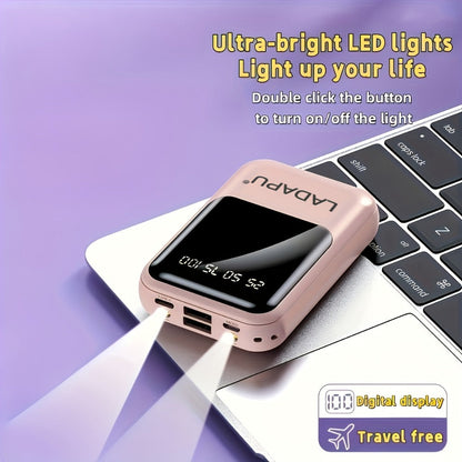 Power Bank 10000mAh Mini with Built-In Cable Set, 5W/15W/22.5W Variants, LED Light and Digital Display
