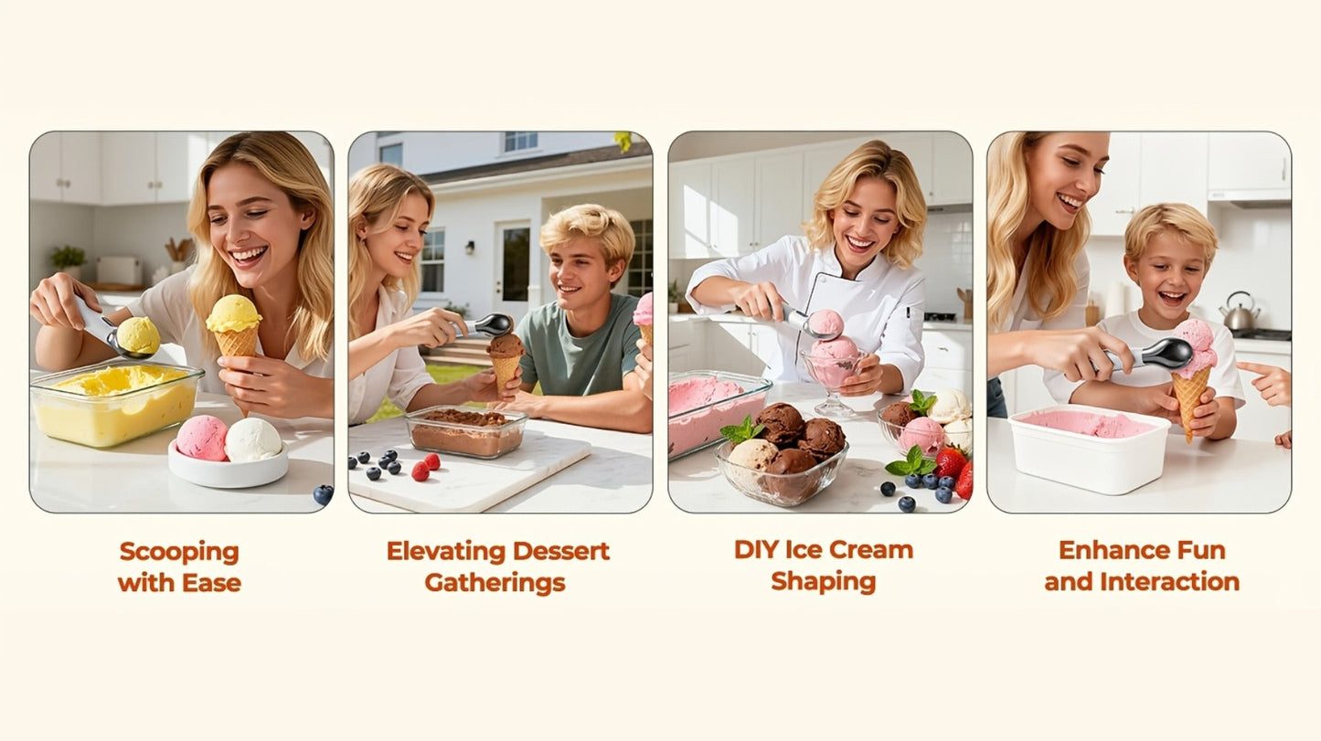Electric Heated Ice Cream Scoop USB-C Rechargeable with 3 Temperature Settings 120°F 140°F 160°F IPX7 Handle Gift for Ice Cream Lovers