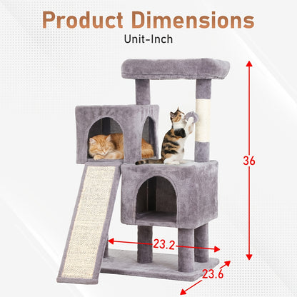 Cat Tree Tower Multi-Layer with Scratching Post, Perch Platforms & Cat Apartments – Tall Cat Climbing Frame for Indoor Cats