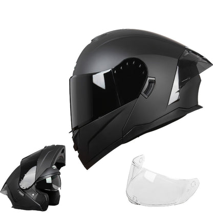 Modular Motorcycle Helmet Flip-Up Full Face – Dual Visor (Clear + Sun Visor), DOT-Style Flip Up Helmet for Men & Women
