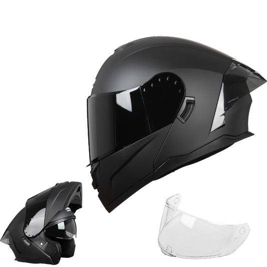 Modular Motorcycle Helmet Flip-Up Full Face – Dual Visor (Clear + Sun Visor), DOT-Style Flip Up Helmet for Men & Women