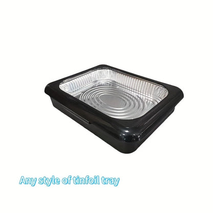 Aluminum Foil Tray with Lid - Insulated Stackable BBQ & Salad Serving Container for Outdoor Picnic