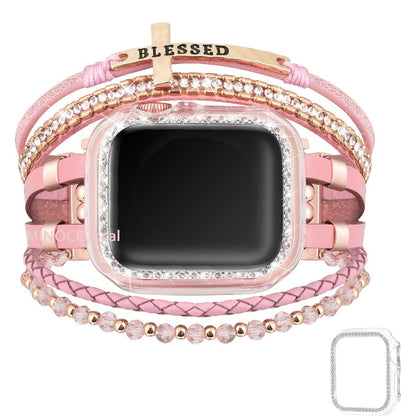Watch Band Bracelet with Multilayer Beads, Integrated Bumper Frame and Five Colors for Apple Watch Sizes
