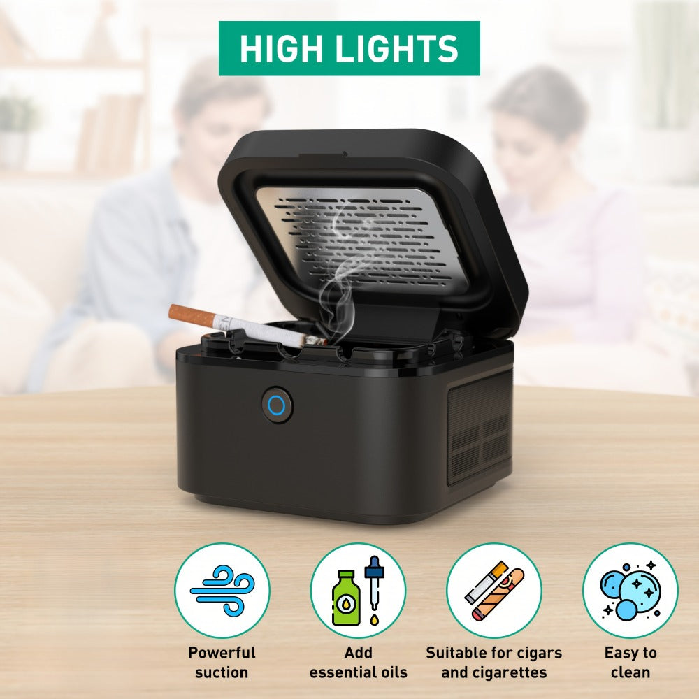Smokeless Ashtray with HEPA Filter, USB Rechargeable Indoor Ashtray for Home Office Car, 4 Filters Included
