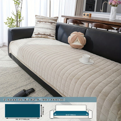 Sofa Cushion Cover Flannel Non-Slip Bohemian Style Soft Plush Couch Cover – Machine Washable Solid Color Slipcover for 2/3/4-Seater Sofa