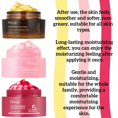 Face Cream PDRN Collagen Three-Piece Capsule Set with Vitamin C and Niacinamide for Day or Night Use