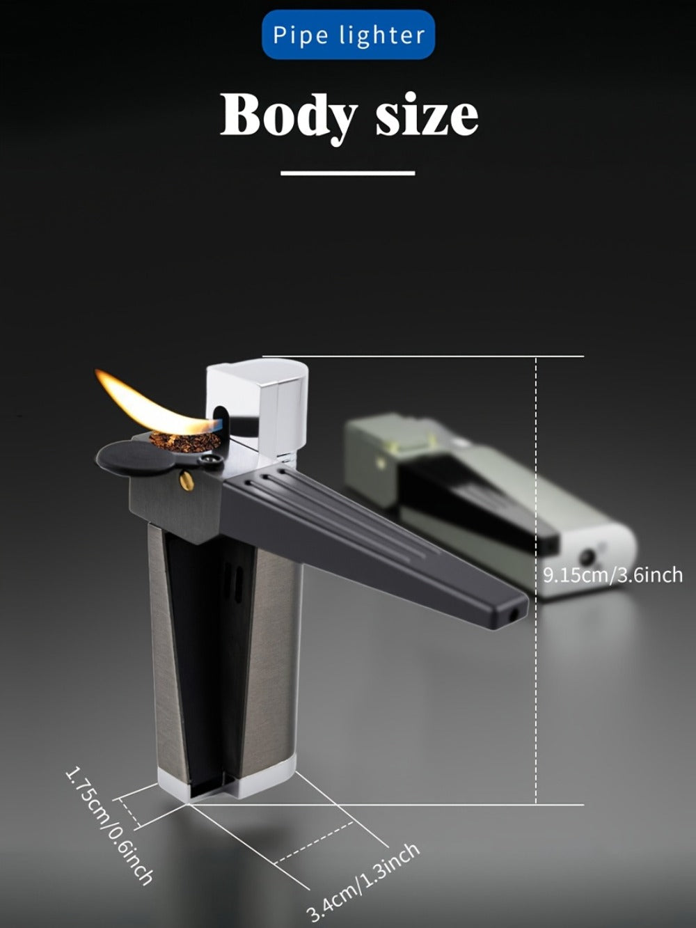 Folding Pipe Lighter Refillable 2-in-1 with Adjustable Flame, Metal-Crafted Durable Design, Gift Box Included