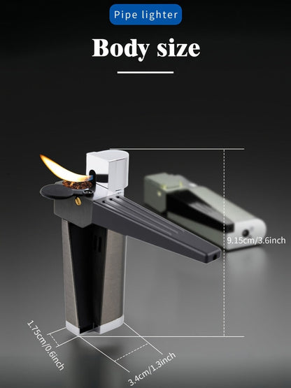 Folding Pipe Lighter Refillable 2-in-1 with Adjustable Flame, Metal-Crafted Durable Design, Gift Box Included