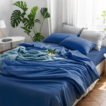 Fitted Sheet Set Deep Pocket | Soft Cooling Breathable Bedding 3-4pcs Fade-Resistant All-Season for Twin Full Queen King