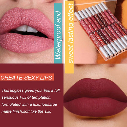 18-Piece Matte Liquid Lipstick Collection with Numbered Shades, Slim 10cm Tubes and Silver Caps