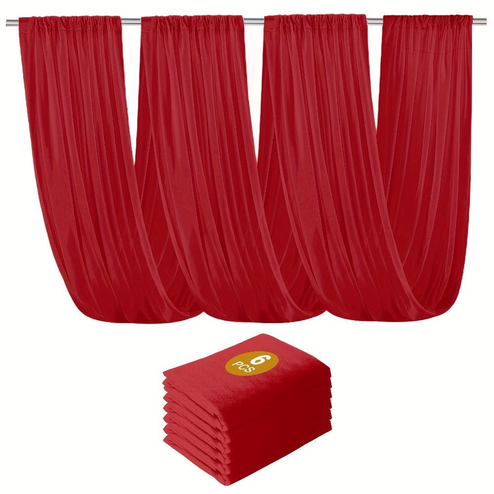 6-Pack Chiffon Ceiling Drapes for Wedding 63x118in – Sheer Polyester Backdrop Curtains with Rod Pockets for Wedding Arch, Party Stage