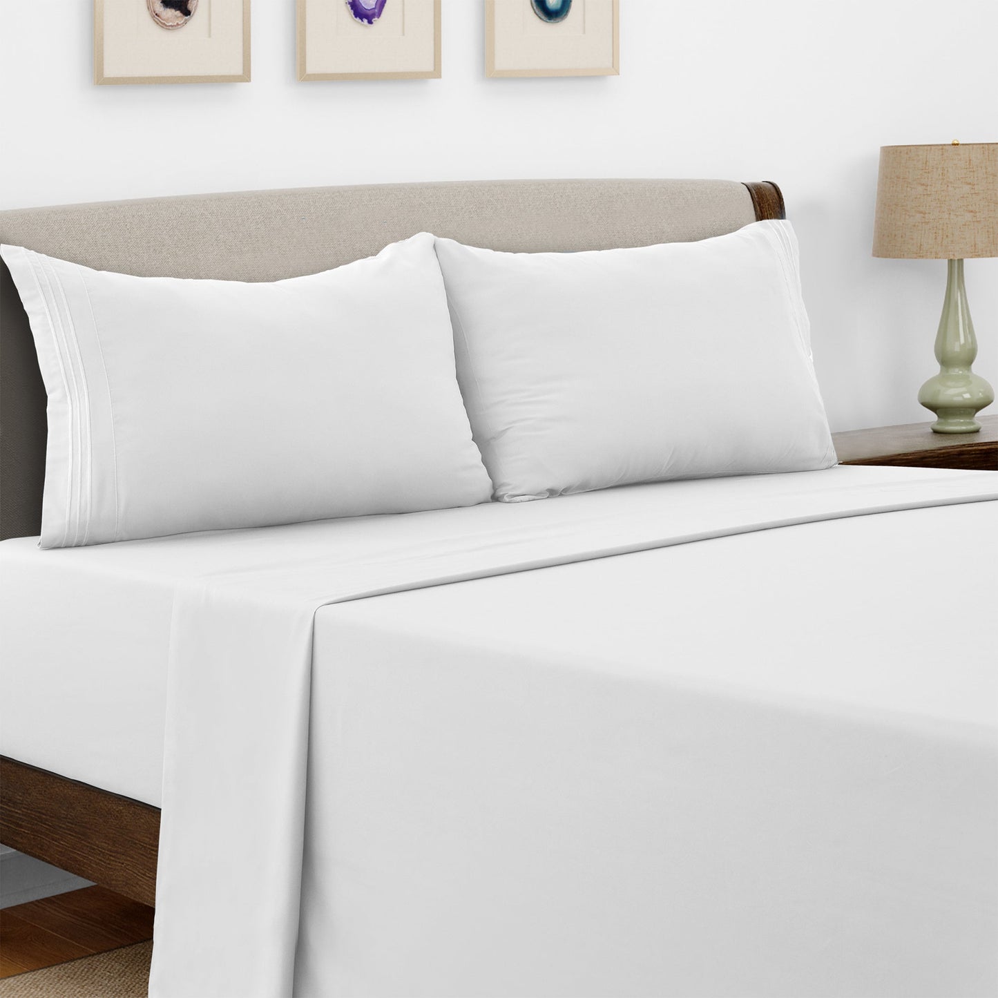 Bed Sheet Set Microfiber with Size-Dependent 3- or 4-Piece Contents and Six specified Bed Dimensions