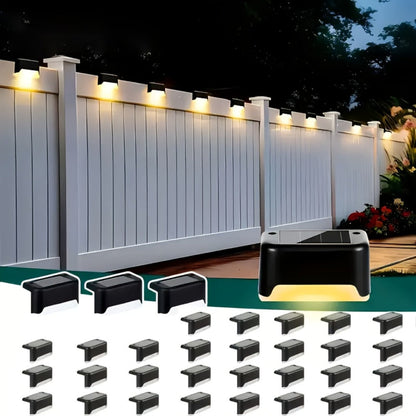Solar LED Deck and Step Light Set in 8-, 16- or 32-Piece Packs with Black, White or Brown Shells
